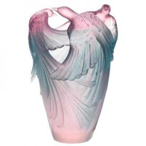Birds of paradise green-pink vase - Numbered piece