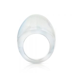 Caboshon ring clear white patina size 57