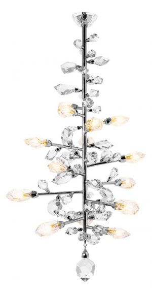 Excess 15-light vertical chandelier, structure in chrome-plated brass
