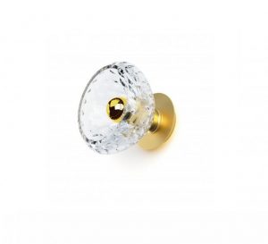 Folia sconce clear crystal brushed brass finish