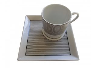 RUE ROYALE RAYURE - Coffee/Teacup 11Cl with a rectangular Tray