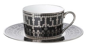 TIARA - black platinuim set of 2 tea cups and saucer 20cl