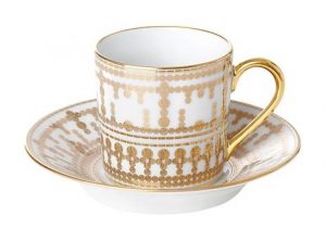 TIARA - white gold set of 4 coffee cups and saucer 11cl