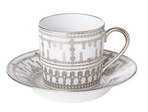 TIARA - white platinum set of 4 coffee cups and saucer 11cl