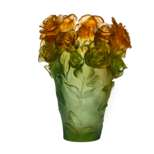 Rose passion green & orange vase - Numbered piece
