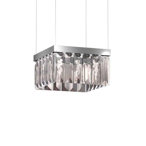 Serene 24 Prisms Chandelier, Square
Clear Crystal, Nickel