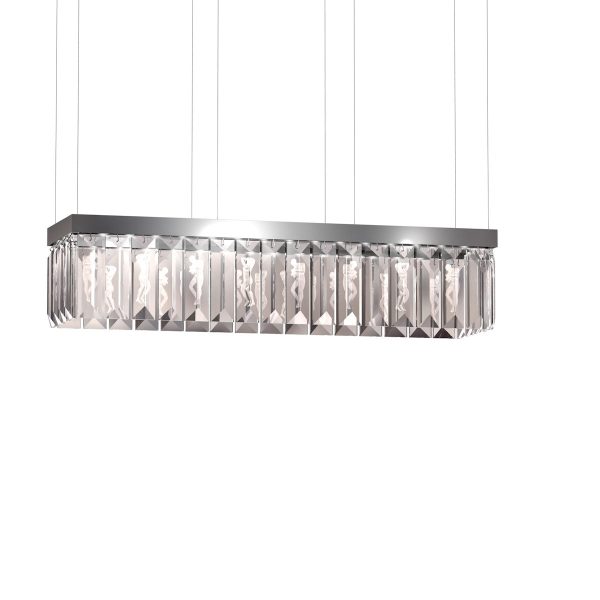 Serene 40 Prisms Chandelier, Rectangular
CLEAR CRISTAL, NICKEL (PLATED) FINISH