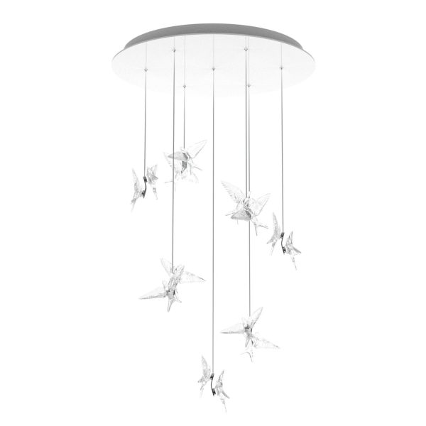 14 Swallows Chandelier
Clear cristal, chromed metal
Clear Crystal, Silvered finish