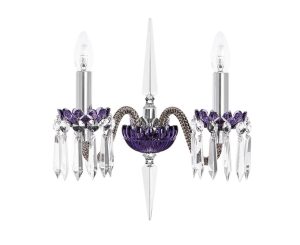 HARLEQUIN
2-LIGHT SATIN FLANNEL WALL LAMP
Available in other colors: flannel and lilac - flannel and amber - flannel and light blue - flannel and purple - flannel crystal and clear-satin crystal.