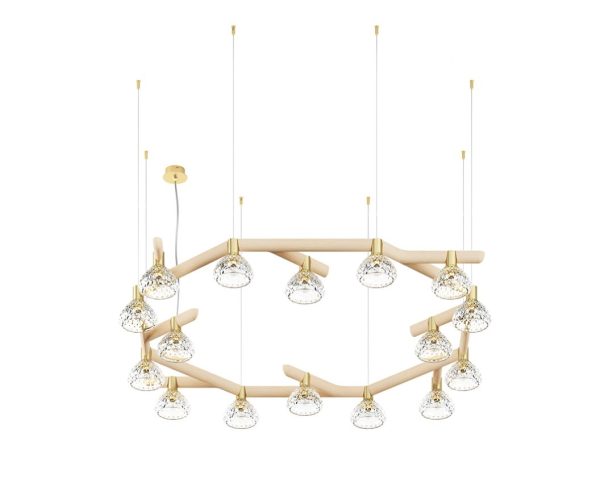 FOLIA
16-LIGHT CIRCULAR UNIT DARK WOOD PENDANT LIGHT
existing in other finishes : clear wood, brushed brass / white wood, chrome-plated metal - Image 2