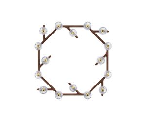 FOLIA
16-LIGHT CIRCULAR WALL MODULE IN LIGHT WOOD
Available in other finishes: light wood, brushed brass / white wood, chrome metal